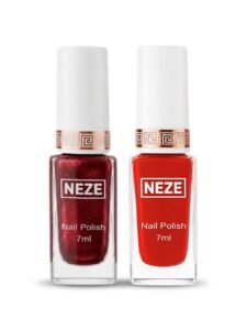 NEZE Nail Polish Combo Pack of 2 – Classic Red & Shimmer Red | 7ml Each
